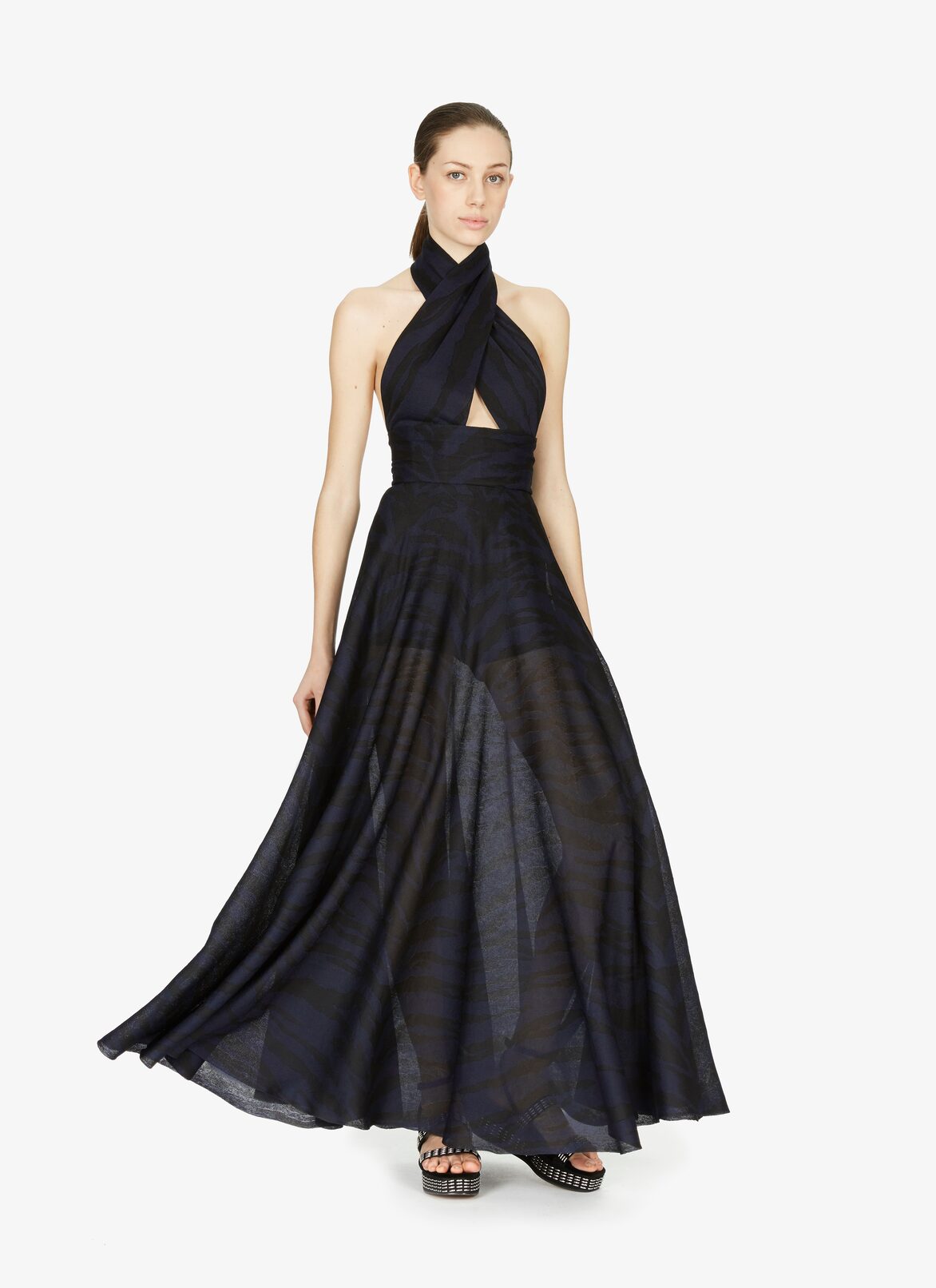 SKIRT ZEBRA SOIE BLACK/BLUE ALAÏA BLACK/BLUE  SKIRT ZEBRA SOIE BLACK/BLUE